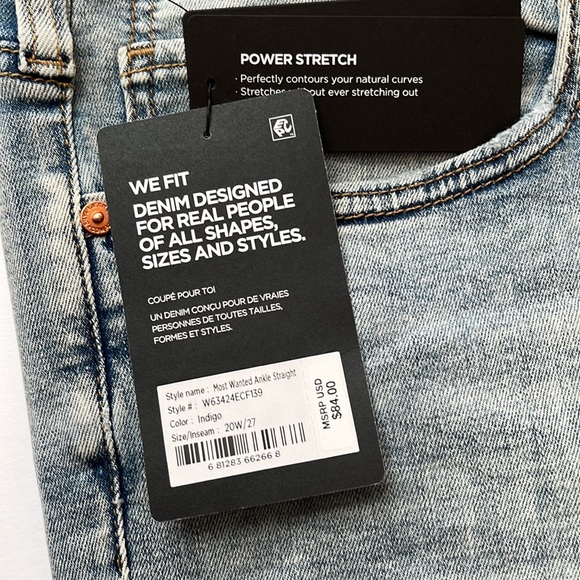 MOST WANTED ANKLE STRAIGHT. 20W/27 INDIGO. POWER STRETCH - Picture 2 of 5